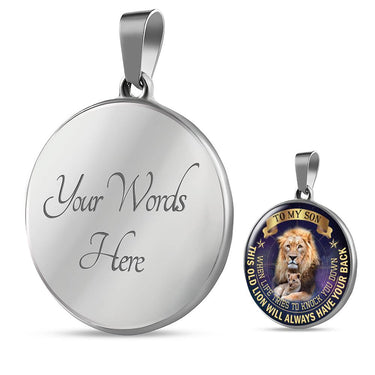 To My Son Pendant Necklace from Father, Love Quotes For Boys Gift - Old Lion Dad